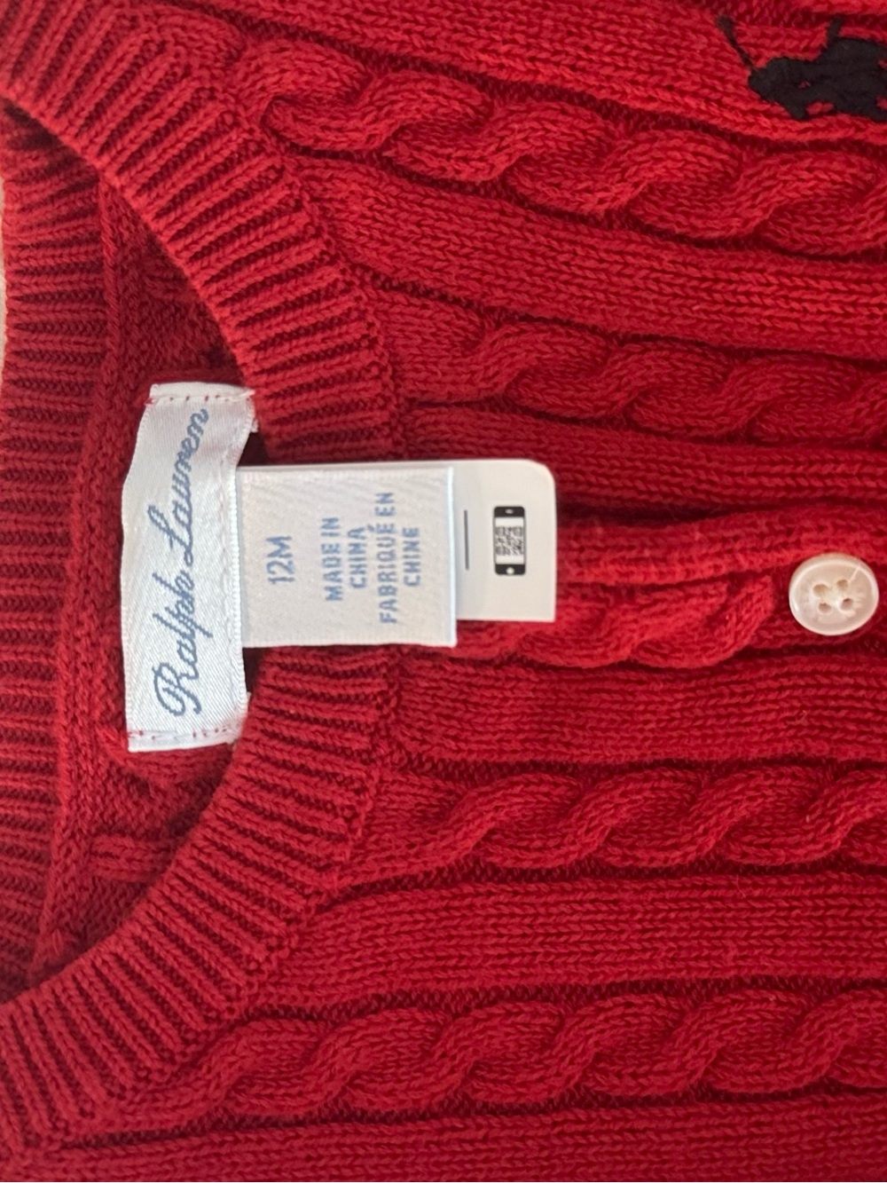 Ralph Lauren Red Cable-Knit Button-Front Cardigan - Picture 3 of 4